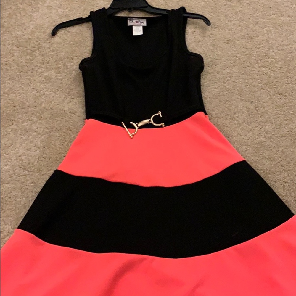 Pink and black striped dress